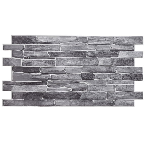 Novecrafto 3D Stone Wall Panels 37.8'' x 18.9'' Silver Grey PVC Wall Cladding Panels 10 Pieces