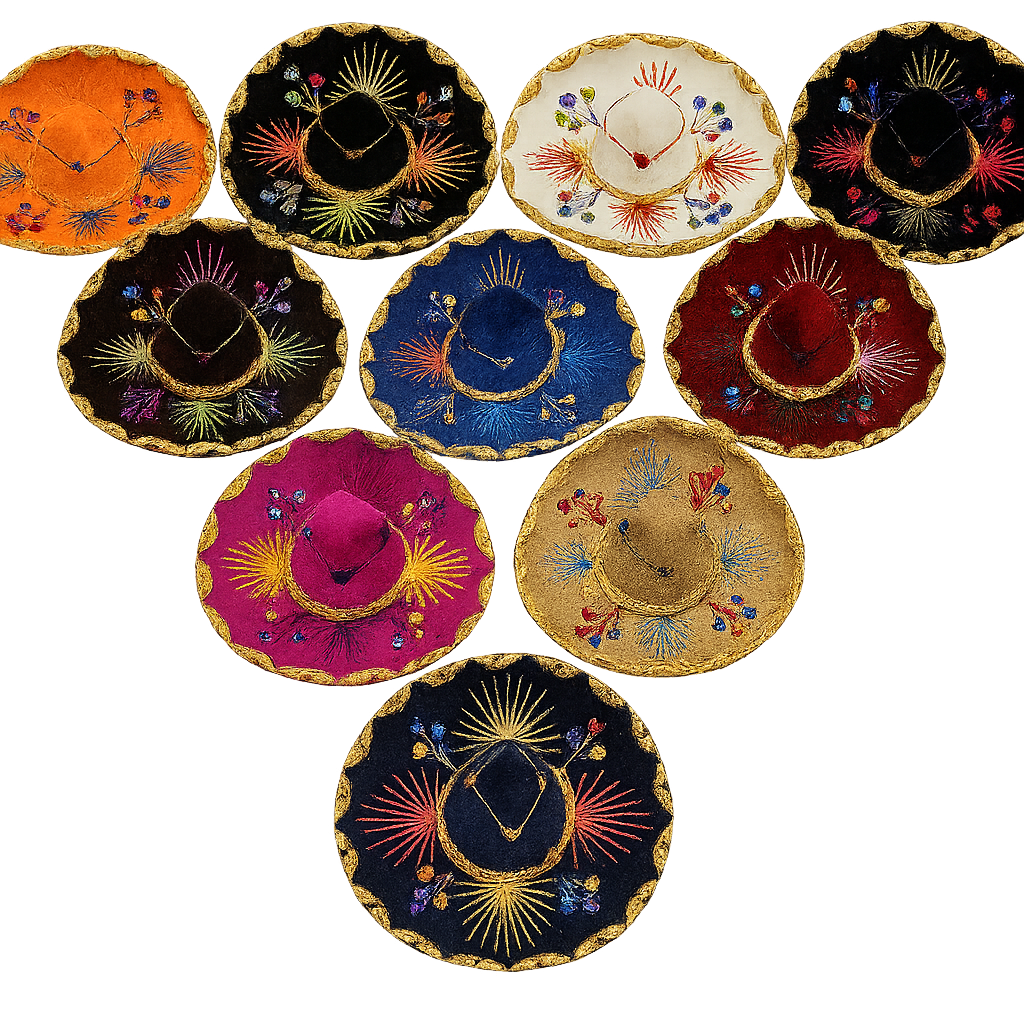 Novedades Cari 5-Pack Mexican Charro Mini Sombrero Hats - Mariachi Theme