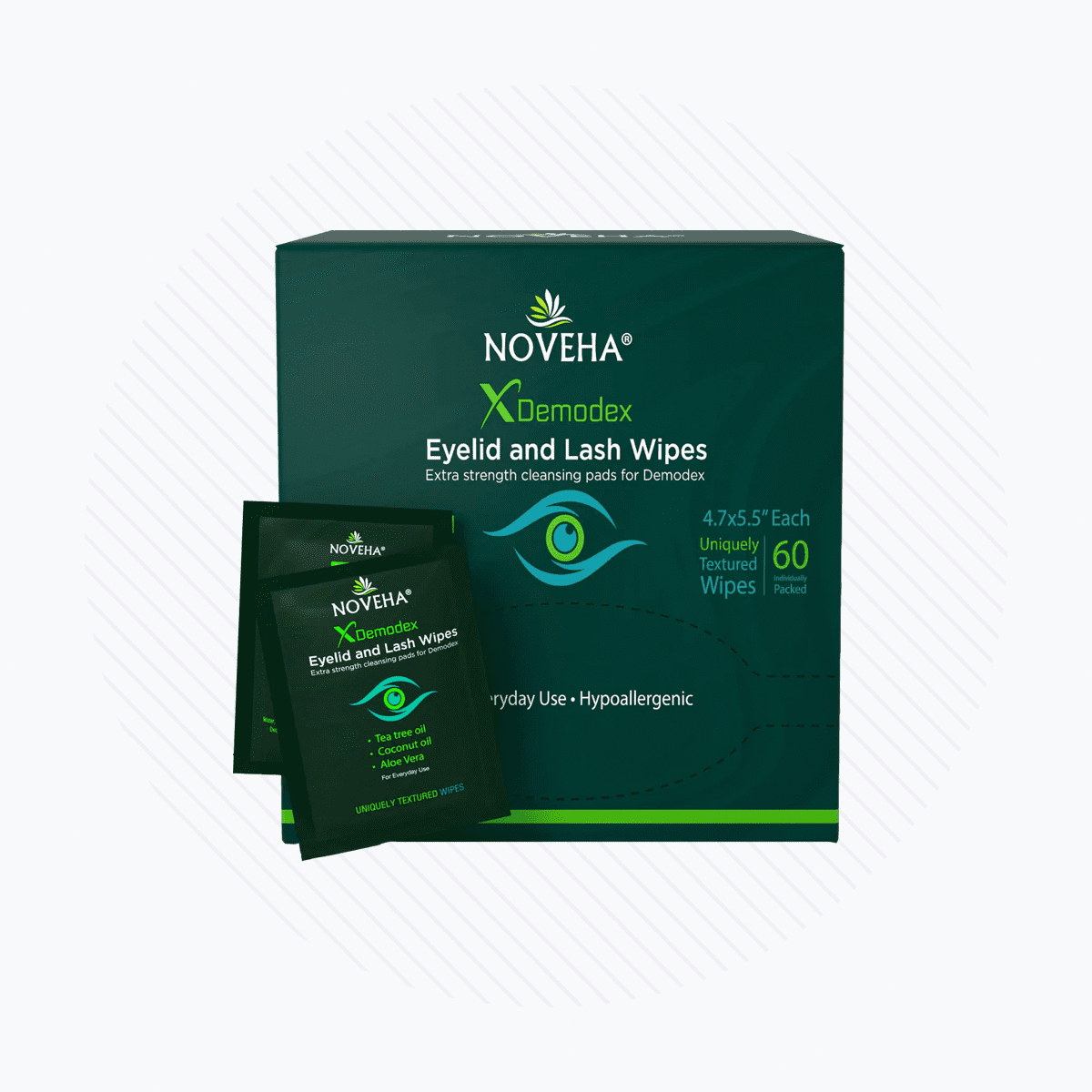 Noveha AntiDemodex Eyelid & Lash Wipes for Blepharitis and Dry Eyes