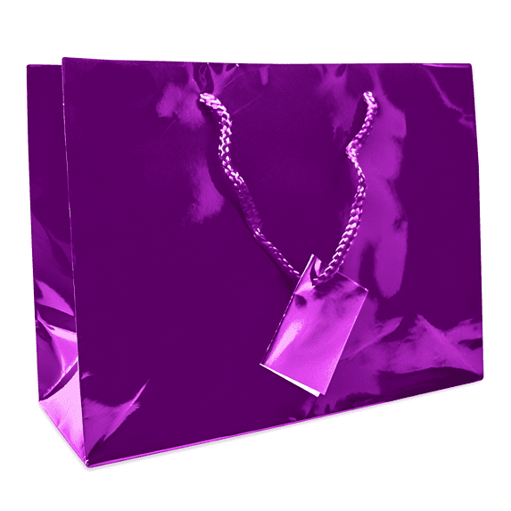 Novel Box 10 Pack Purple Glossy Laminated Gift Bags with Handle 9.5x4x7.5 Inches - Reusable Gift Bag