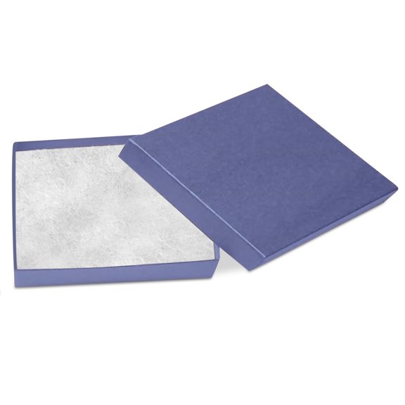 Novel Box 100 Pack Blue Cardboard Cotton Filled Jewelry Gift Boxes 3.5x3.5x0.87 Inches with Lids
