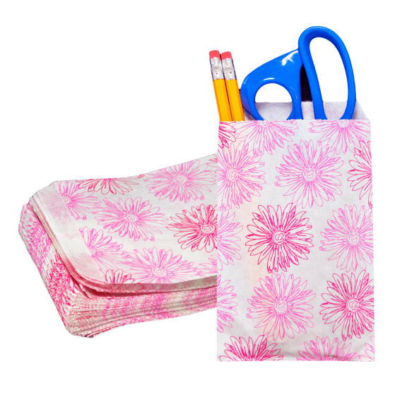 Novel Box 100 Pack Floral Print Flat Merchandise Bags 6x9 Inches for Gifts, Shopping, & Events
