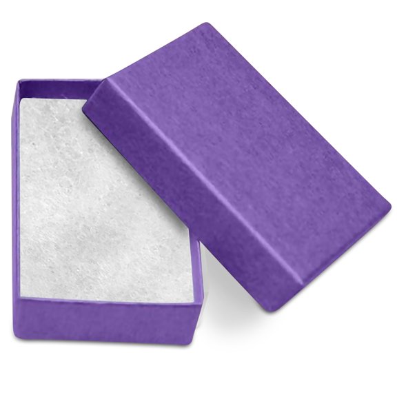 Novel Box 100 Pack Purple Cardboard Cotton Filled Jewelry Gift Boxes 2.5x1.62x1 Inches with Lids