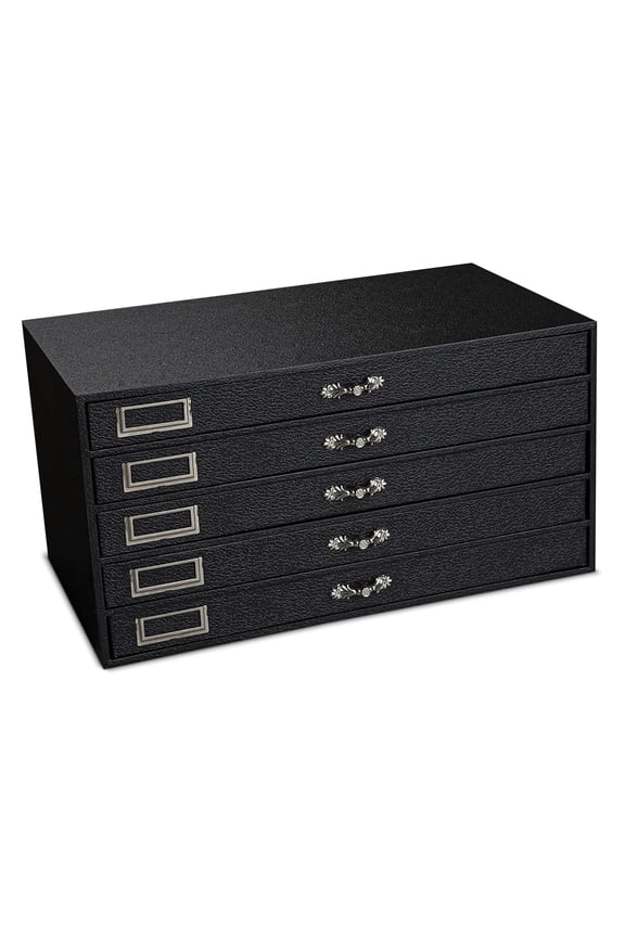 5 Drawer Black Jewelry Display Box 15.12X8.37X7.62 Inches - Rock Storage Box