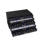 Novel Box 5 Drawer Black Jewelry Box 15.12X8.37X7.62 + 180 Gems Jars & 3Black-2White Foam Liners