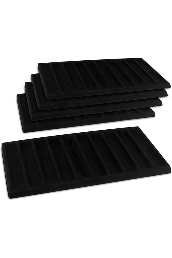 5 Pack 10-Slot Black Liner Jewelry Storage Tray Inserts 14.75x8.25x1 Inches - Jewelry Pads