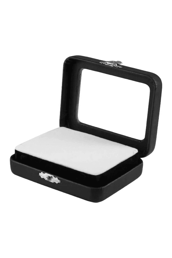 Black Glass Top Gem Display Loose Stone Box 3.5x2.75x1.12 with Reversible Black-White Pad
