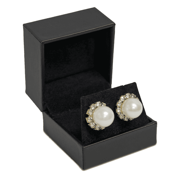 Novel Box Black Leatherette Earring Box