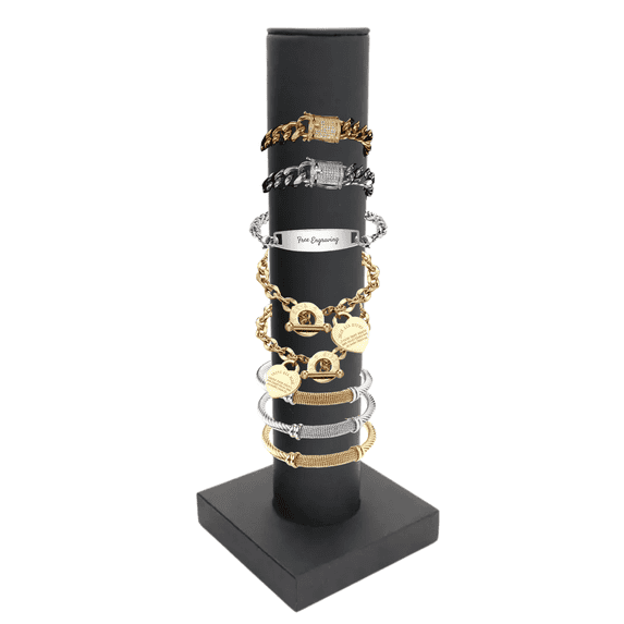 Novel Box Black Leatherette Vertical Bracelet/Bangle Display Tower - Jewelry Organizer Tower Stands