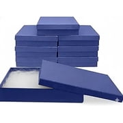 Novel Box 8 Pack Blue Cardboard Cotton Filled Jewelry Gift Boxes 7x5x1.25 Inches with Lids