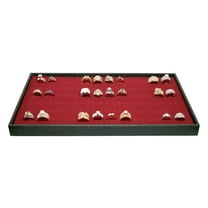Novel Box Black Stackable Wood Display Tray 8.25x14.75x1 Inches   72-slot Red Ring Foam Liner