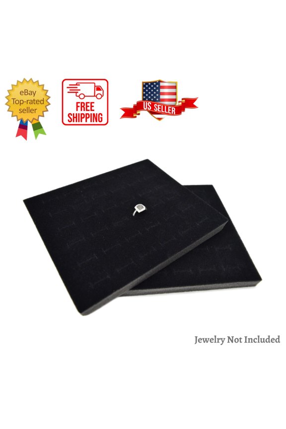 Black Velour Half Size 36 Ring Jewelry Tray Foam Jewelry Tray Insert - 2PCS
