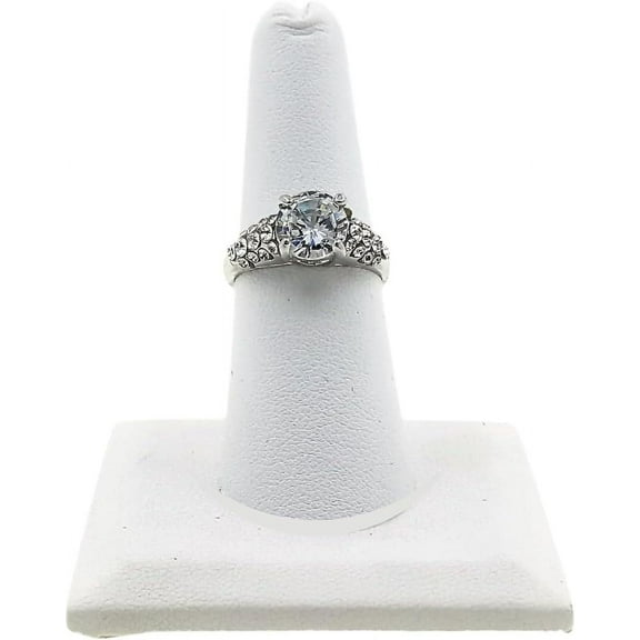 Novel Box Burlap Jewelry Ring Finger Display Stand 2.12x2.12x2.37 Inches with Square Base