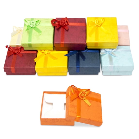 Novel Box 12 Pack Cardboard Earrings Tree Jewelry Boxes, 2.3x2.3x0.75 Inches, Rosebug Bows