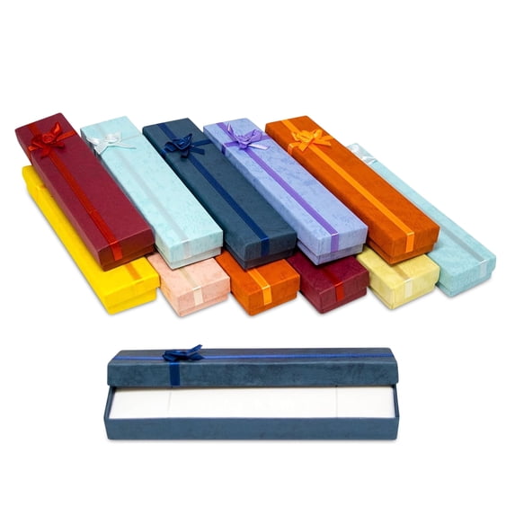 Novel Box 12 Pack Cardboard Jewelry Boxes for Bracelets, 7.8x1.6x0.8 Inches, Rosebug Bows