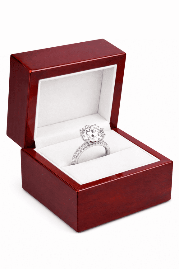 Cherrywood Red Jewelry Box for Rings 2.25x2x1.87 inches with White Interior for Adults – Wooden Gift