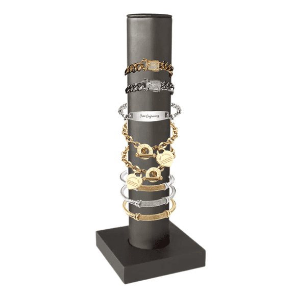 Novel Box Silver Leatherette Vertical Bracelet/Bangle Display Tower - Jewelry Organizer Tower Stands