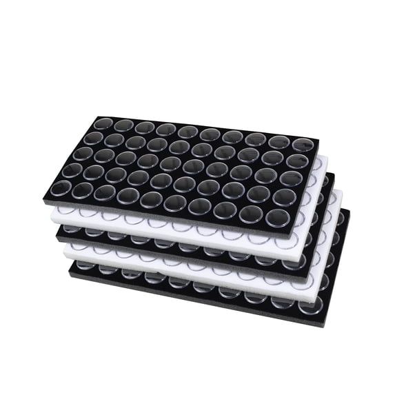 Novel Box 3 Black & 2 White Foam Sheets 14.5X7.8X0.75 with 250 Gem Jars - Jewelry Display Trays