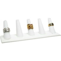 Novel Box Grey Linen Jewelry 5 Rings Finger Display Stand 8x2.12x2.2 Inches with Square Base