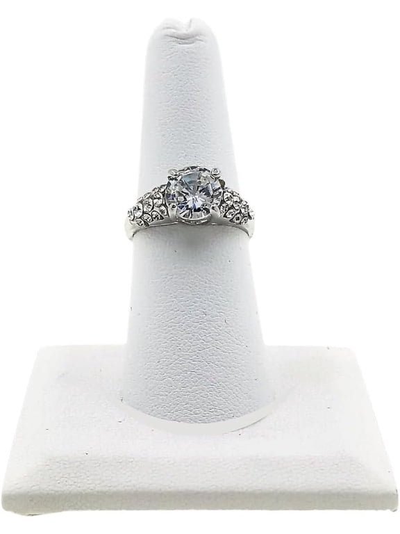 Grey Linen Jewelry Ring Finger Display Stand 2.12x2.12x2.37 Inches with Square Base