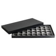 thumbnail image 1 of Novel Box Black Paperboard 32 Slot Jewelry Organizer Tray 14.75x8.25x1 In with Gray Flocked Inserts, 1 of 7