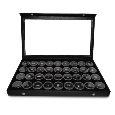 Novel Box Black Acrylic Lid Jewelry Display Case – Snap-Close, 14.75x8.25, Holds 11 Pieces