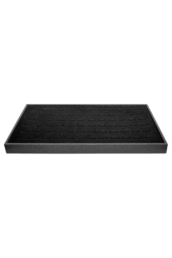 Black Stackable Wood Display Tray 8.25x14.75x1 Inches + 72-slot Black Ring Foam Liner