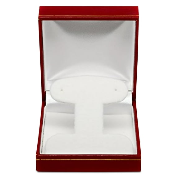 Novel Box Red Faux Leatherette Earring Box with Gold Trim for Jewelry Storage & Gift Presentation