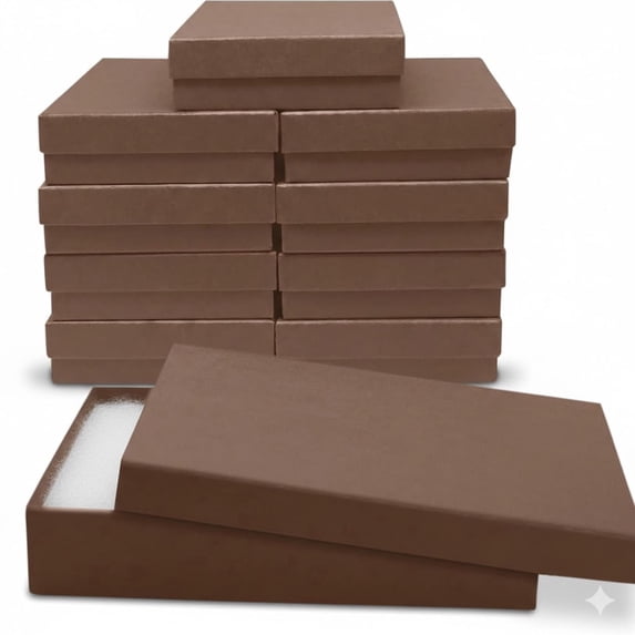 Novel Box 10 Pack Chocolate Cardboard Cotton Filled Jewelry Gift Boxes 5.5x3.5x1 Inches with Lids