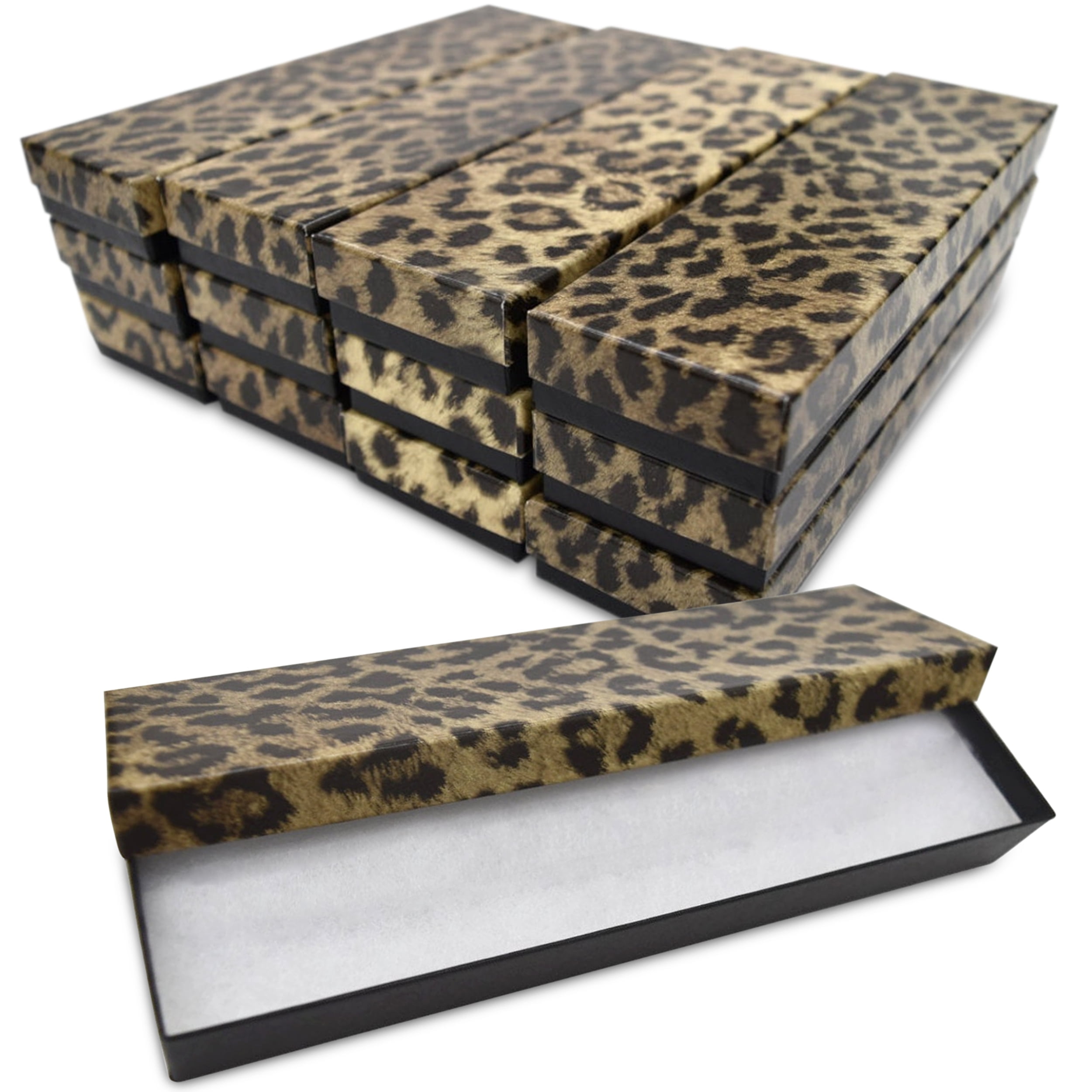 Leopard Alcohol Box Novel Box 12 Pack Leopard Cardboard Cotton Filled Jewelry Gift Boxes ...