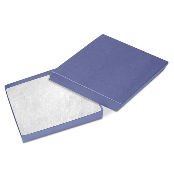 Novel Box 15 Pack Blue Cardboard Cotton Filled Jewelry Gift Boxes 3.5x3.5x0.87 Inches with Lids