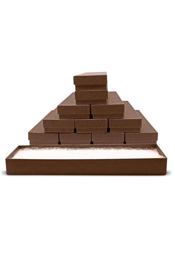 12 Pack Chocolate Cardboard Cotton Filled Jewelry Gift Boxes 8x2x0.87 Inches with Lids