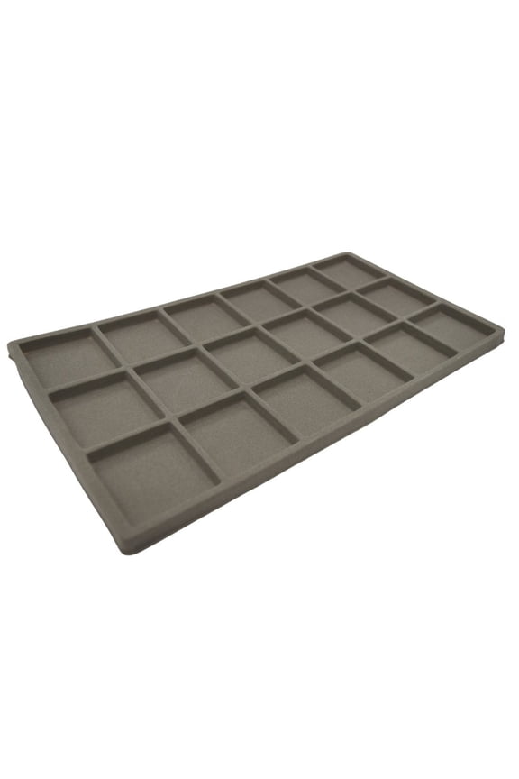 18-Slot Gray Jewelry Display Flocked Tray Inserts for Ring Earring Cufflink - 2 Pack