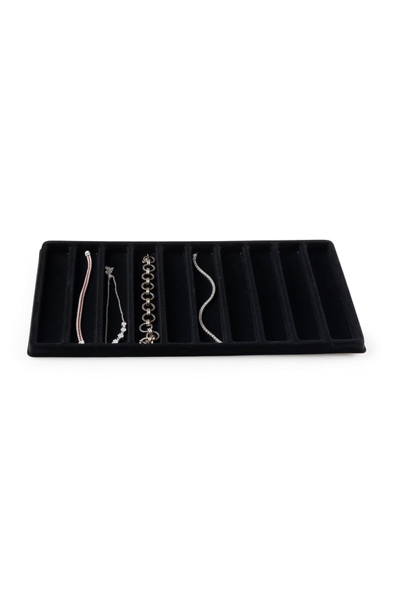 10-Slot Black Jewelry Display Flocked Tray Inserts for Necklace Bracelet Chain - 2 Pack
