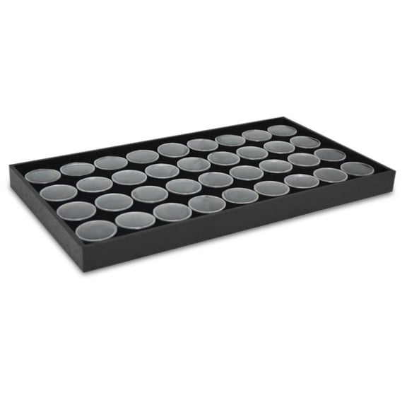 Novel Box Company, Ltd Jewelry Tray Black Plastic 8.25 x 14.75 x 1 inch 36 Jars & Black Foam Liner
