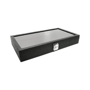 Novel Box Black Leatherette Jewelry Display Case 8.25x7.25x2 Inches with Metal Clasp - Gem Holder