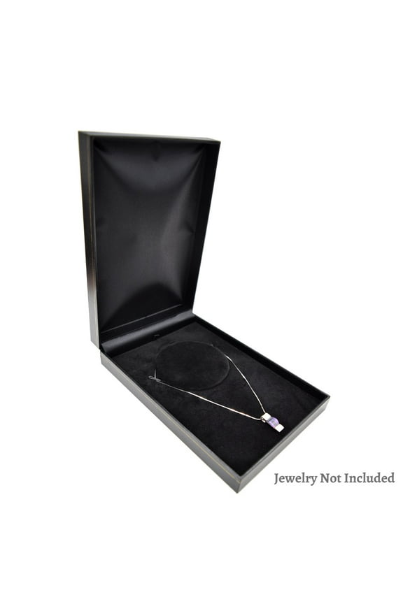 Leatherette Large Necklace Pendant Box with Gold Rim