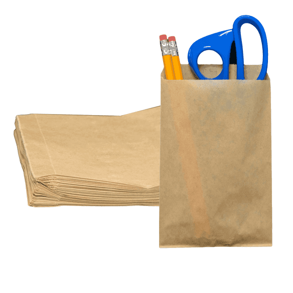 Novel Box 100 Pack Plain Kraft Print Flat Merchandise Bags 6x9 Inches for Gifts, Shopping, & Events