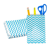Novel Box 100 Pack Blue Chevron Print 6x9" Paper Bags - Birthday, Gift, Party, Wedding Bags