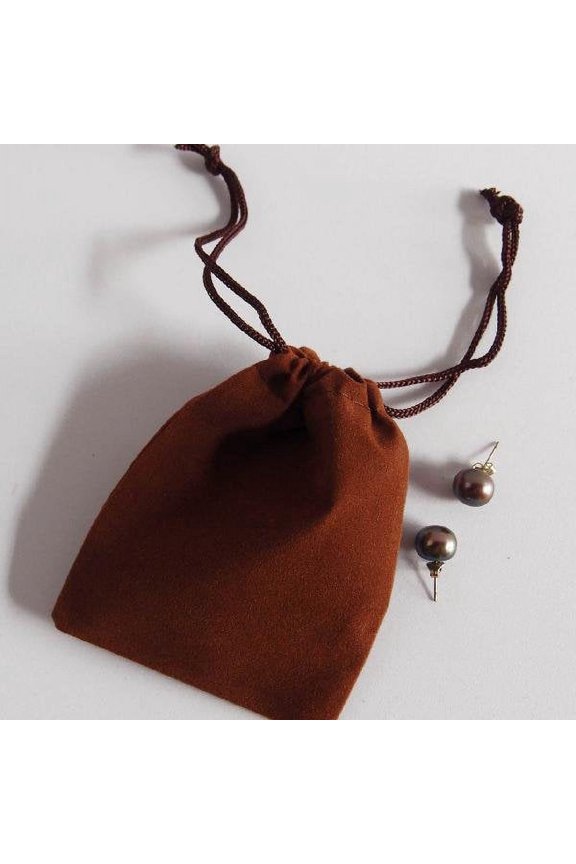 Luxury Brown Velvet Jewelry Pouches with Drawstring, 2 x 2.5 in, 25-Pack, Soft Gift Bags for Jewelry Storage