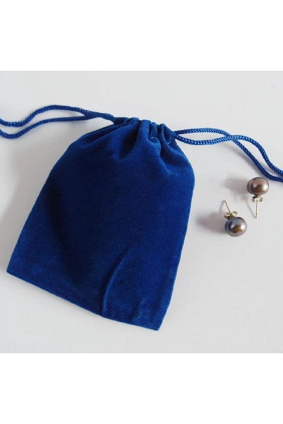 Luxury Jewelry Velvet Pouches With Drawstring Royal Blue 2"x2.5" - 25Pack