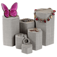 thumbnail image 1 of Novel Box Gray Linen 6 Packs Hexagonal Jewelry Display Risers Stand - Jewelry Stands in Multi-sizes, 1 of 7