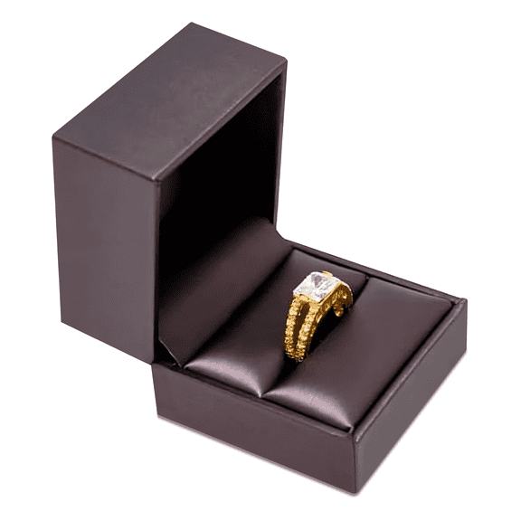 Novel Box Purple Jewelry Box for Rings 2.37x2.37x1.87 Inches - Slot Ring Gift Box for Proposal