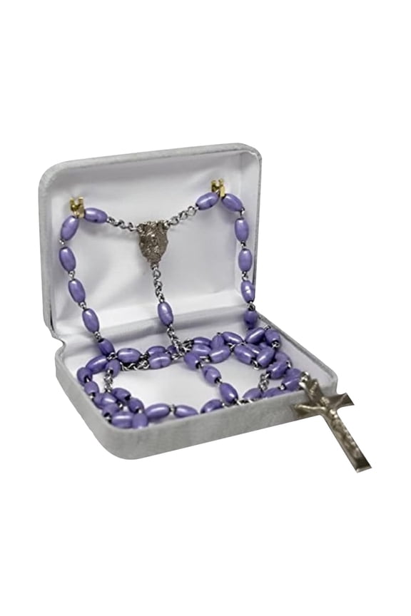 Gray Communion Keepsake Rosary Box 3.25x2.5x1 Inches White Inside - Rosary Box for Women