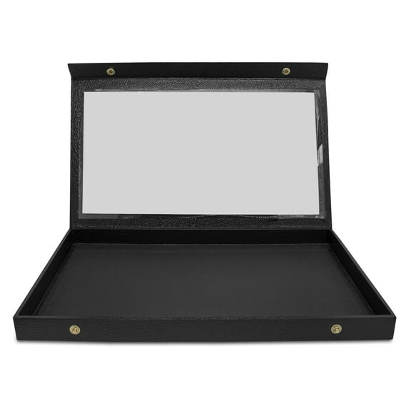 Novel Box Black Leatherette Jewelry Display Case 14.75x8.25x1.15 Inches with Snap Close Lid