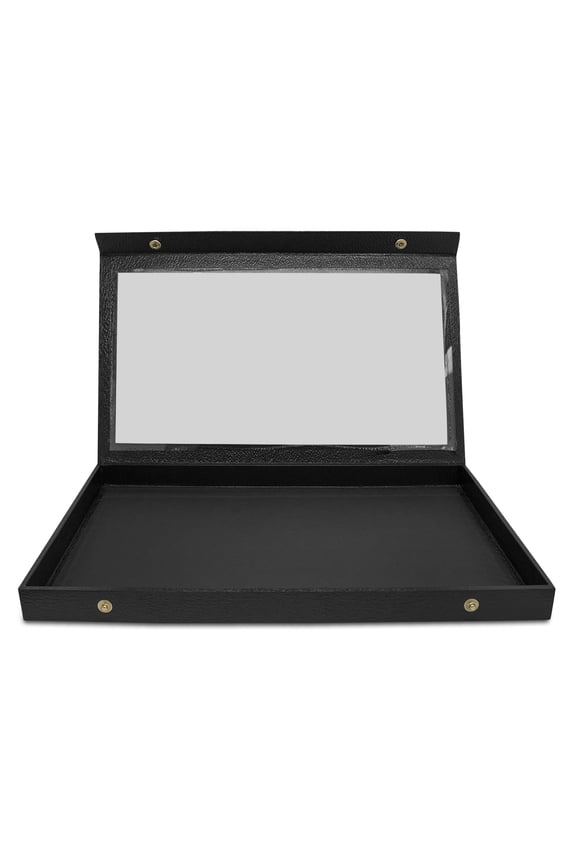 Black Leatherette Jewelry Display Case 14.75x8.25x1.15 Inches with Snap Close Lid