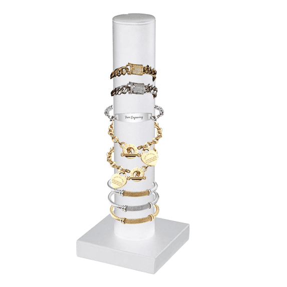 Novel Box White Leatherette Vertical Bracelet/Bangle Display Tower - Jewelry Organizer Tower Stands