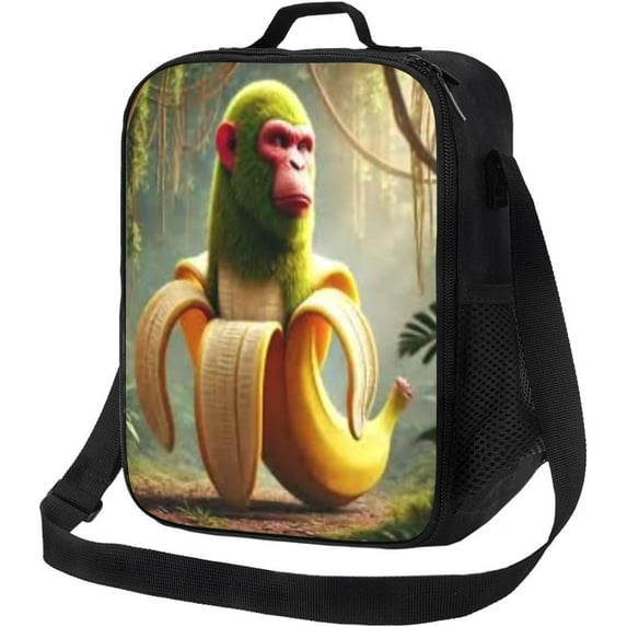 Novel Funny Italian Brainroot Horror Game Tote Lunch Bag, Insulated Cooler Lunch Box, With Mesh Pocket Durable Bento Bag, Reusable Lunchbags