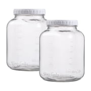 Novelinks 1 Gallon Glass Storage Jar with Wide Mouth Airtight Plastic Lid, Large Clear Container for Dry Goods, Fermentation, Canning, Pantry,2 pack
