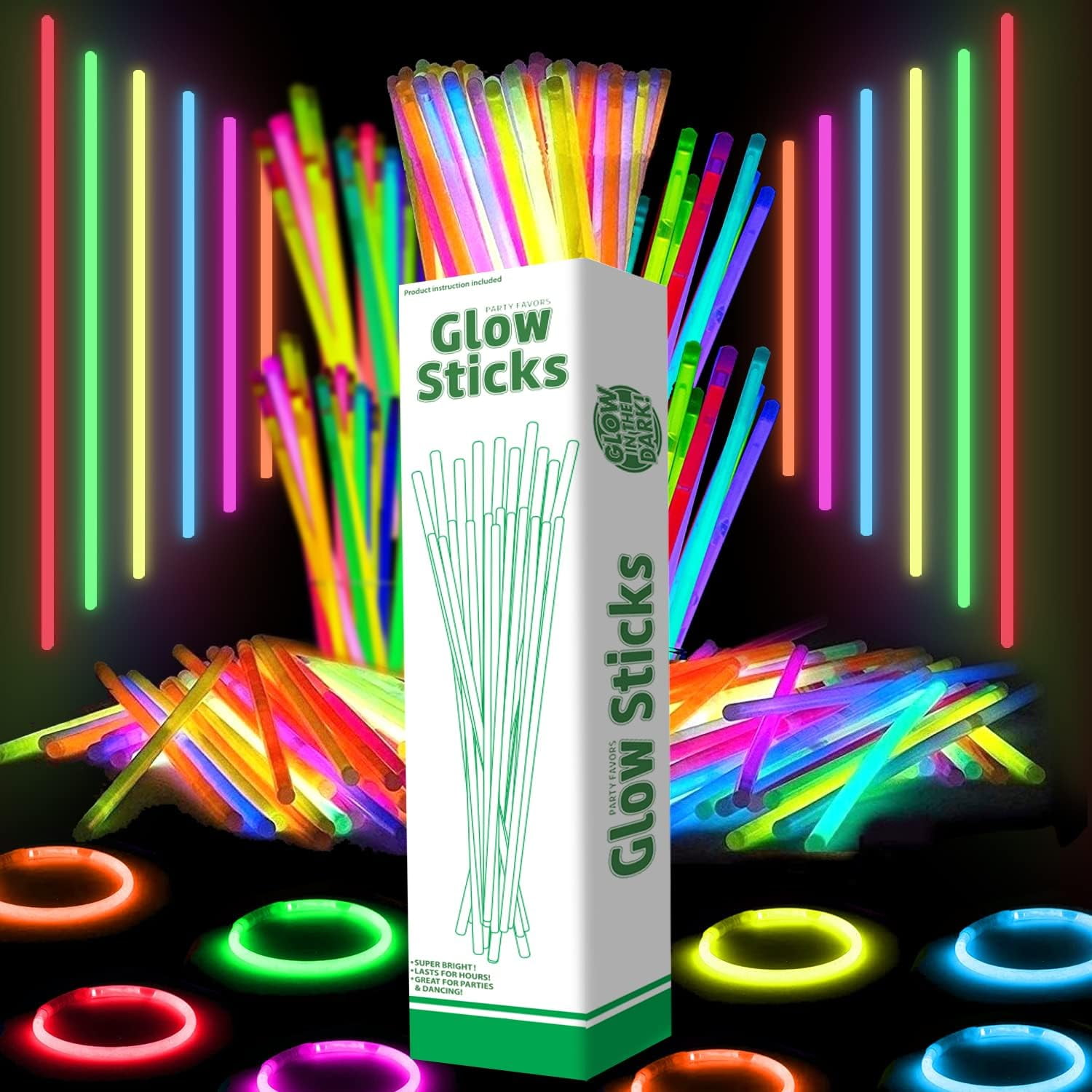Novelinks 11 Assorted Bendable Glow Sticks with Connectors Accessory 102 Piece